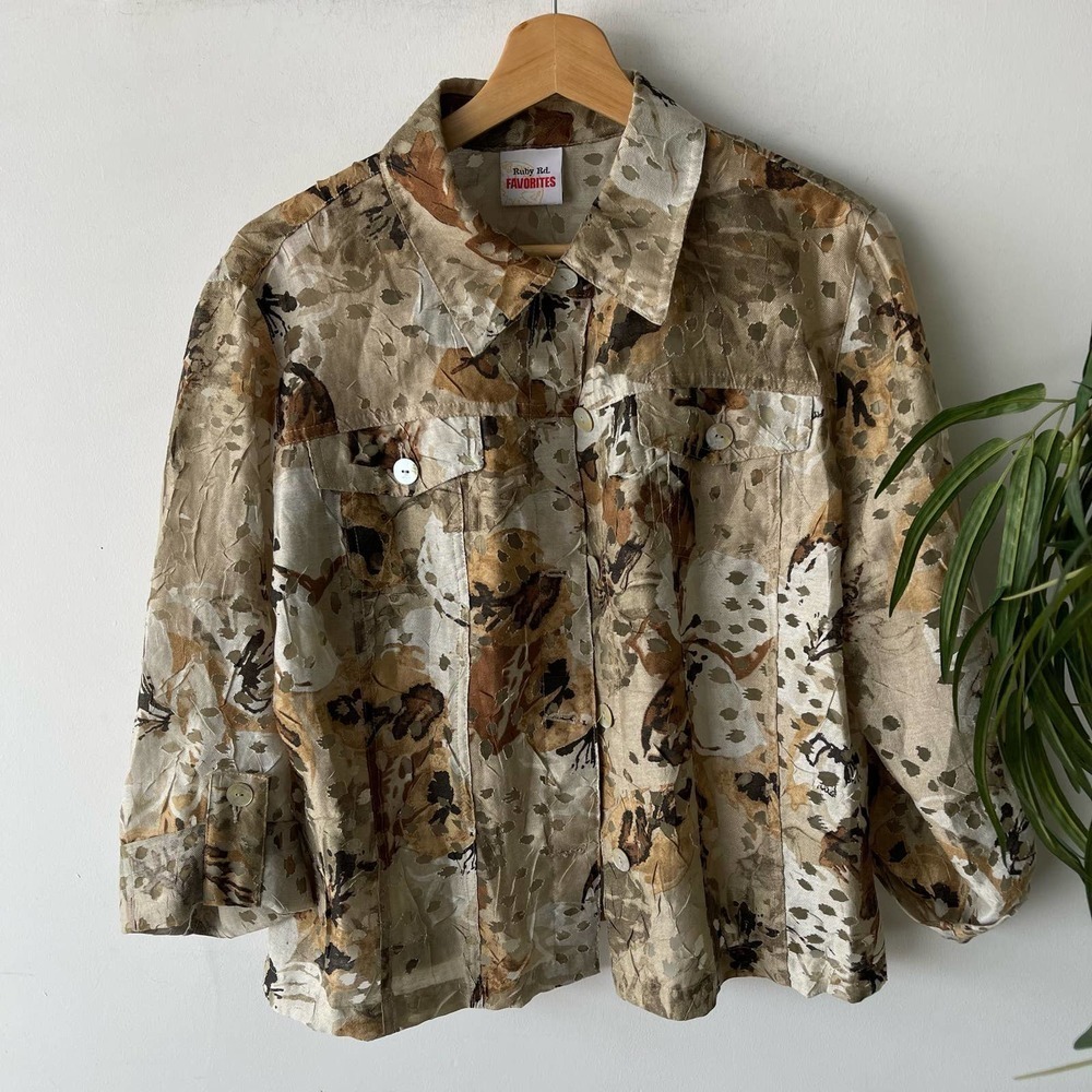 Ruby Rd Blouse Womens Medium Camo Hunting Camp Outdoors Longsleeve Button Down
